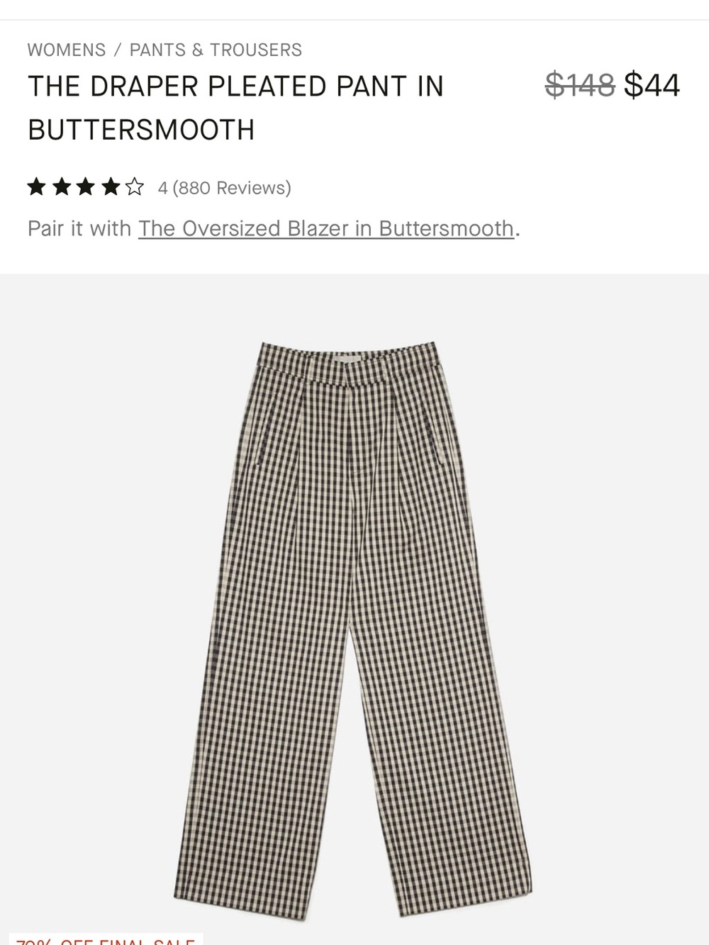 Everlane Kids Gingham Pleated Pants - Black & White